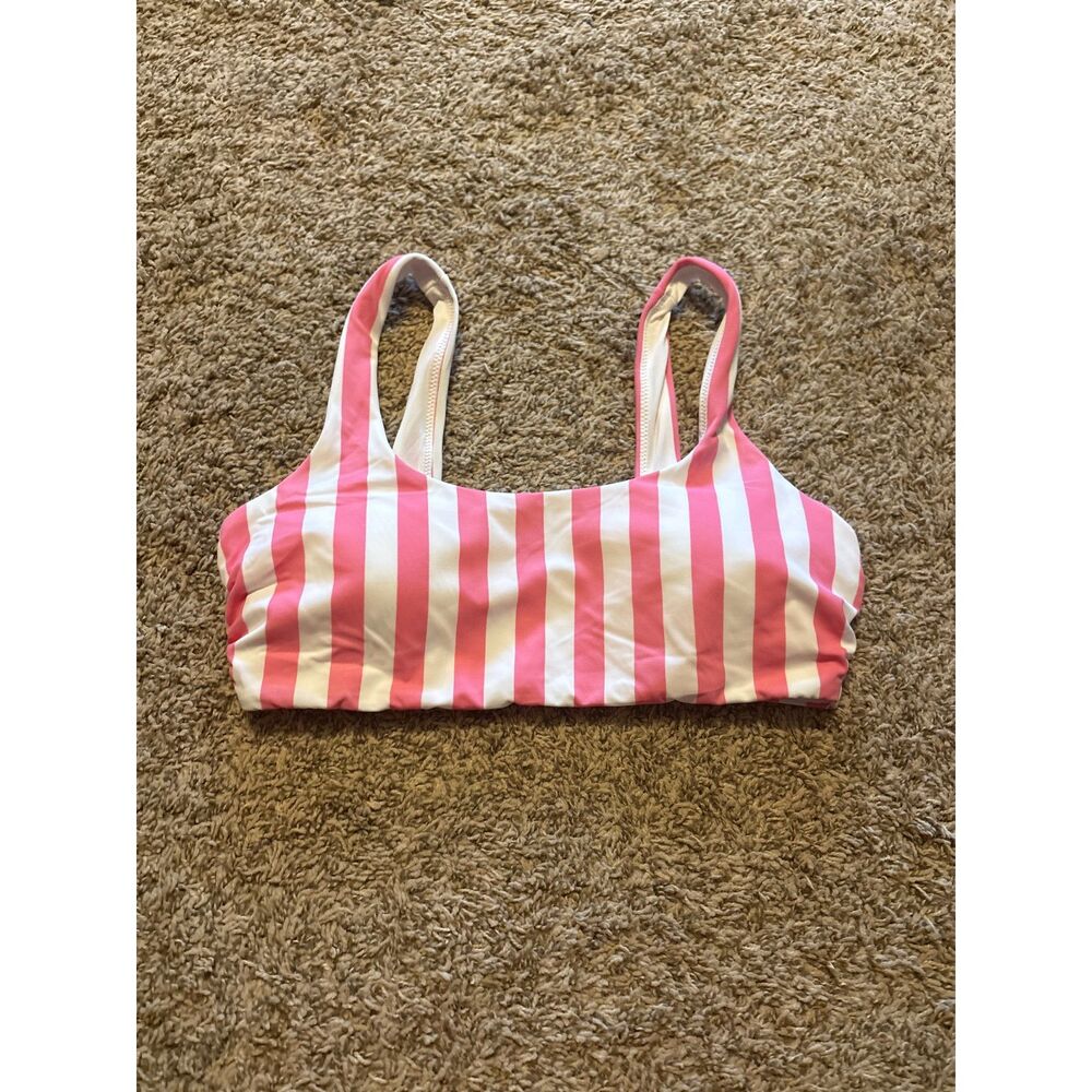 Victoria's Secret pink and white striped bikini top